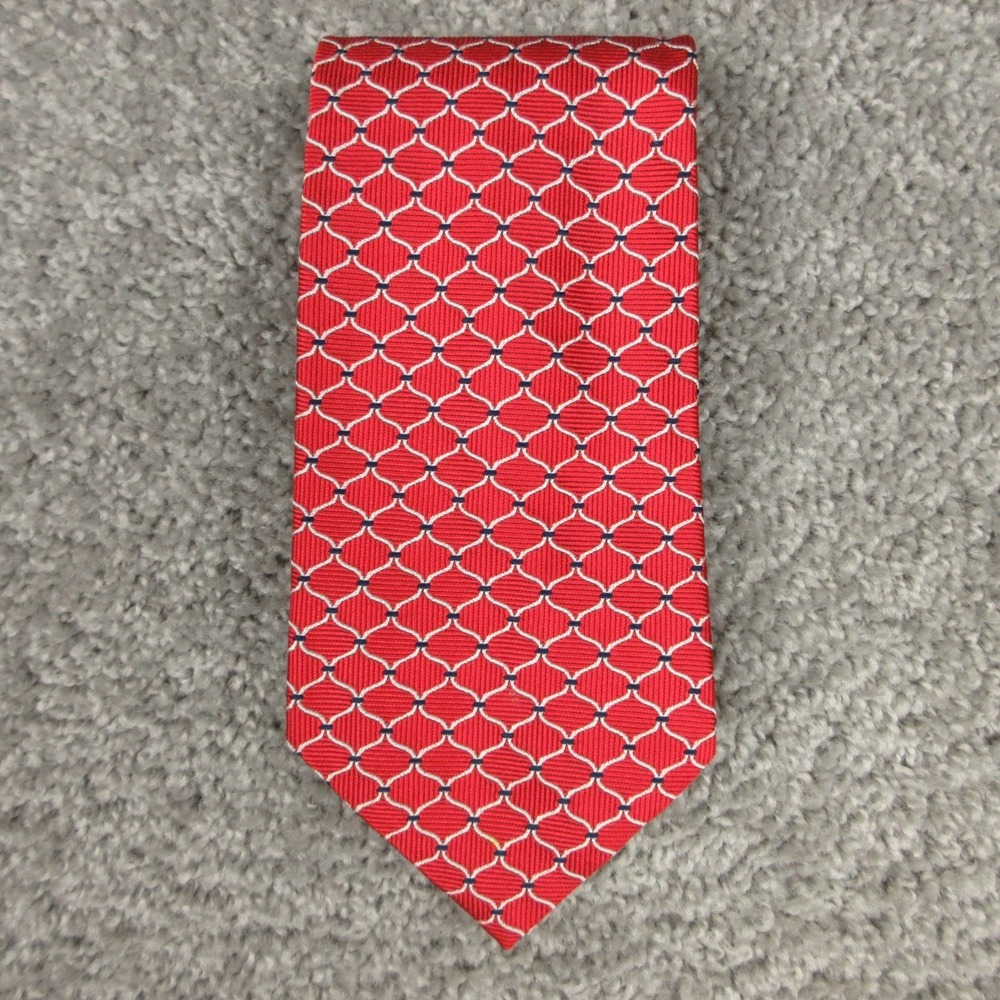 Brooks Brothers Tie Mens Red Geometric Printed Silk Made In USA Necktie EUC